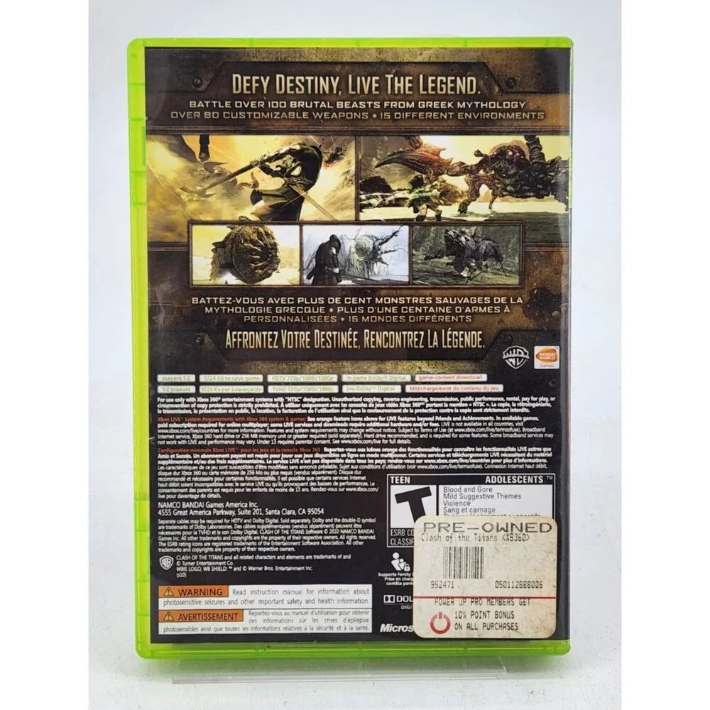 Clash of the Titans: The Videogame ~ Xbox 360 (Bandai,‎ 2010) Complete TESTED